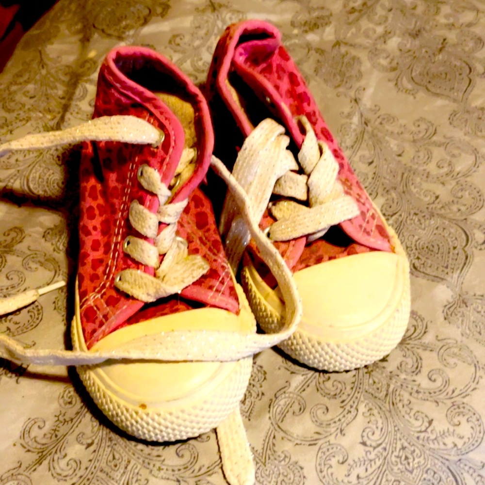 Little girls pink leopard high tops